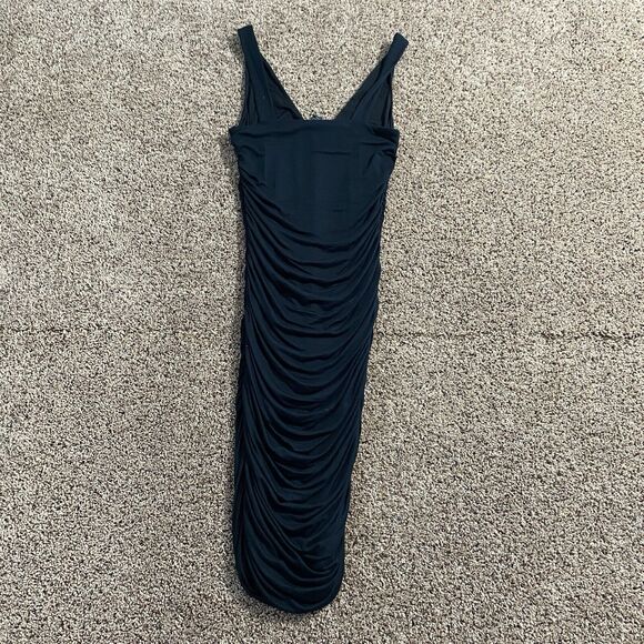 NWT Forever 21 Black Ruched Bodycon Dress Size Small Women’s V Neck - Picture 2 of 5